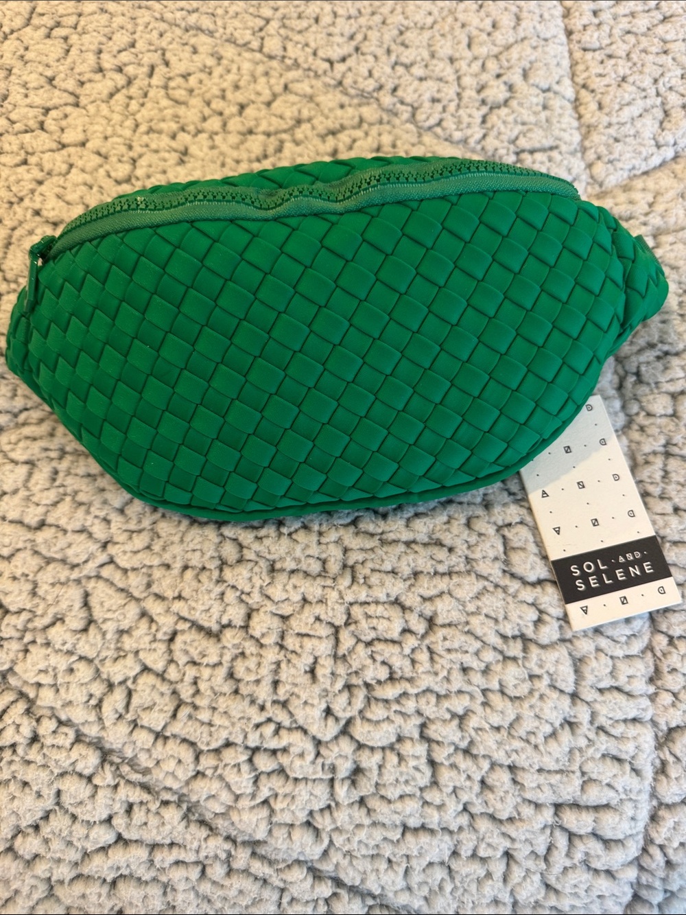 Sol & Selene Green Woven Crossbody Belt Bag